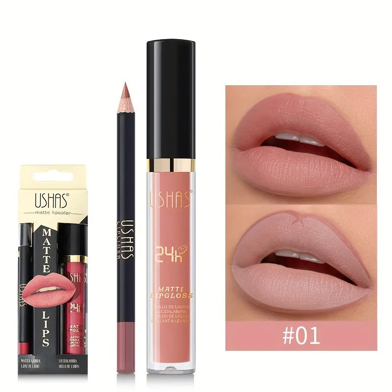 Ushas Matte Lip Stick and Lip Pencil Set