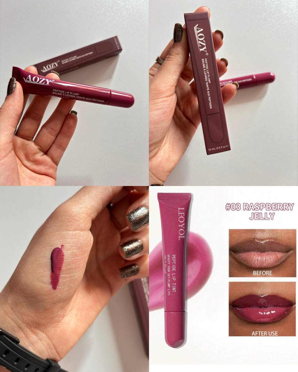 AOZY Peptide Lip Plump –  Glossy Tinted Lip Enhancer (1pc)