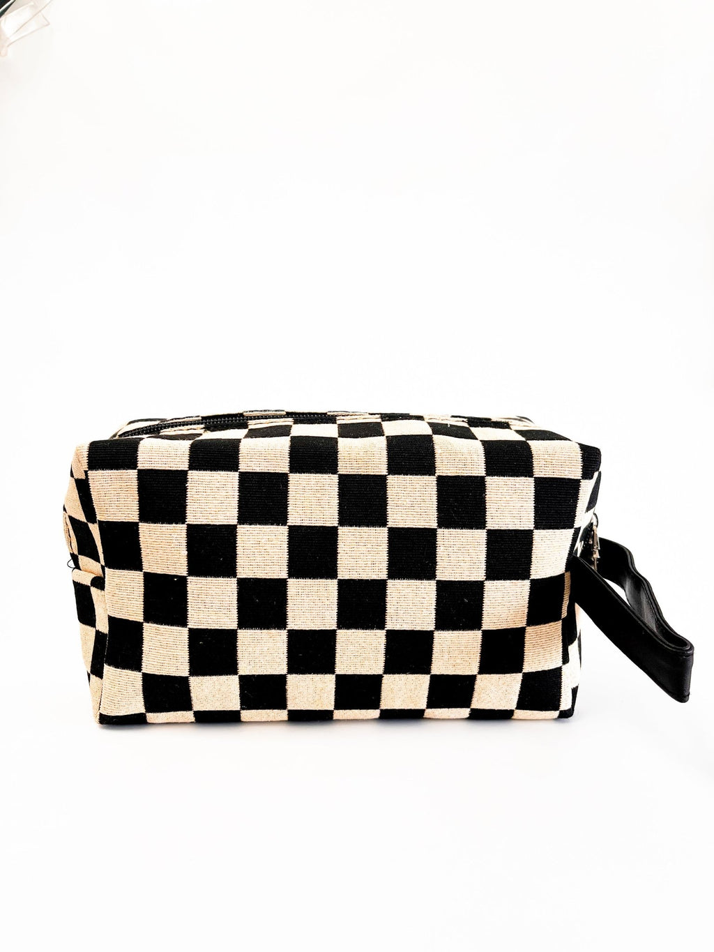 Checkered Rectangular Makeup Travel Bag - Stylish & Spacious Organizer