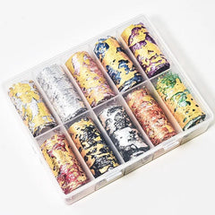 10 Roll Aluminum Mesh Nail Stickers Glitter Line Silk Foil Transfer Accessories Nail Art Decal - XD21