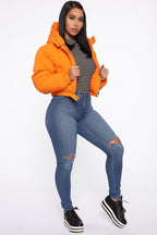 Cropped Puffer Jacket with Hood – Winter Street Style