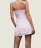 Red Polkadot Asymmetrical Wrap Skirt Dress