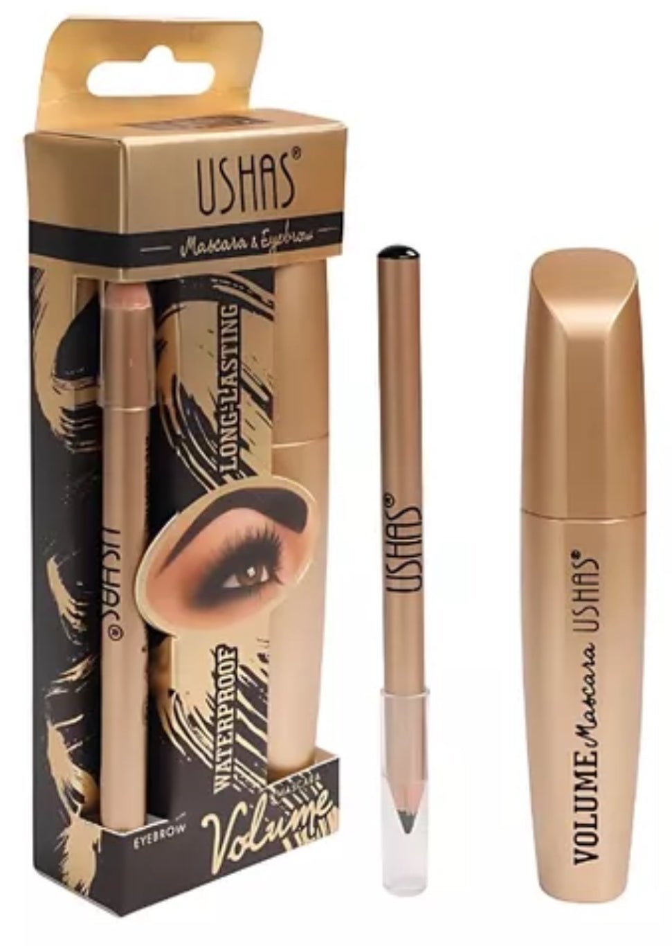 Ushas Mascara and Eyebrow Pencil Set