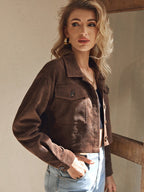 Flap Pocket Drop Shoulder Corduroy Jacket – Stylish & Cozy Jacket for All Seasons