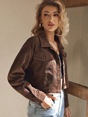 Flap Pocket Drop Shoulder Corduroy Jacket – Stylish & Cozy Jacket for All Seasons