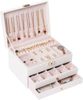 Large Pink Jewelry Organizer Box - Elegant Multi-Layer Storage