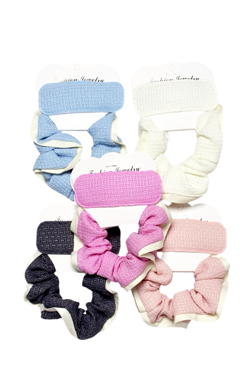 Soft Fabric Scrunchies Set With Clip - Trendy & Comfortable Hair Accessories