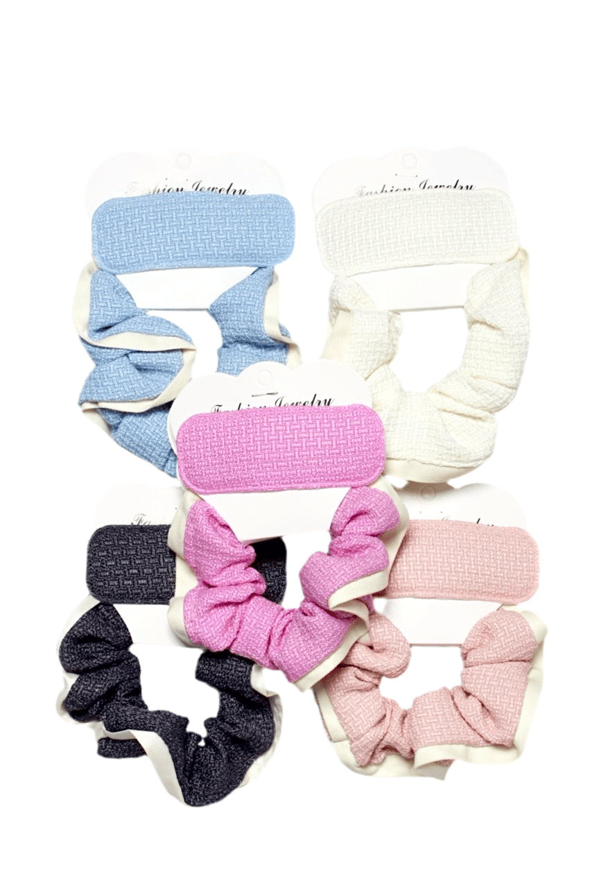 Soft Fabric Scrunchies Set With Clip - Trendy & Comfortable Hair Accessories