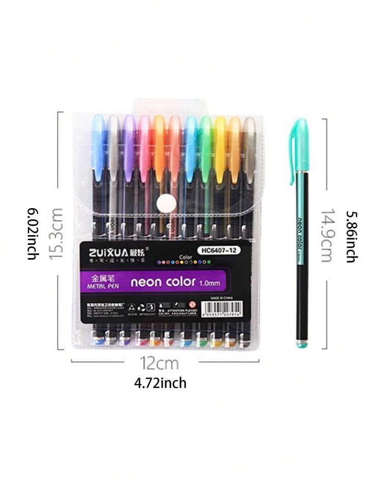 12pcs Random Color Metalic Glitter Pen XD21