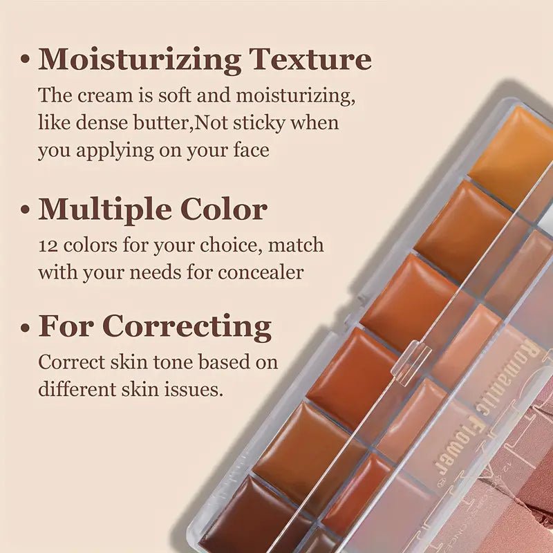 12 Colors Concealer Palette, Coverage Long Lasting Contour Cream
