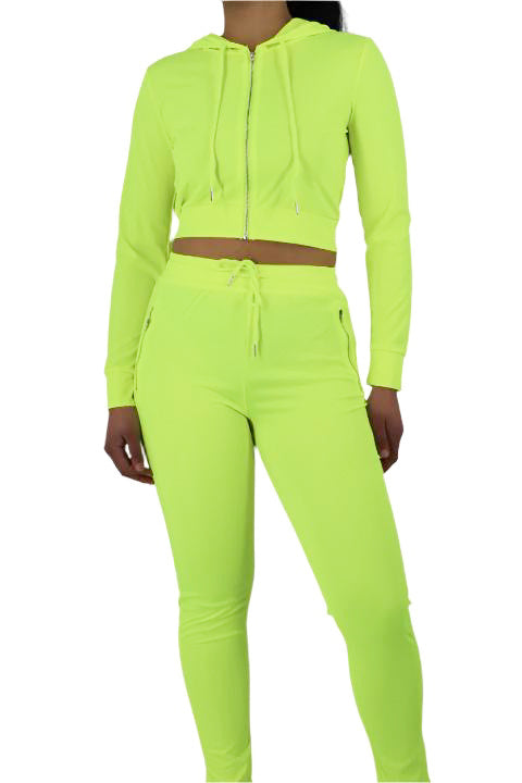 Bright Colour Two Piece Hoodie Zipper Set