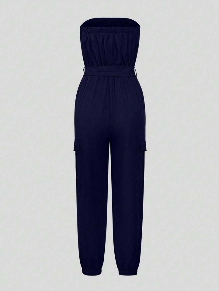 Strapless Belted Jumpsuit