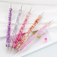 5-Piece Glitter Nail Art Dotting Tool Set - Double-Ended Precision Pens for DIY Nail Designs