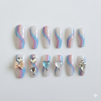 Luxury Bow Rhinestone Press-On Nails – Glam Artificial Nail Set