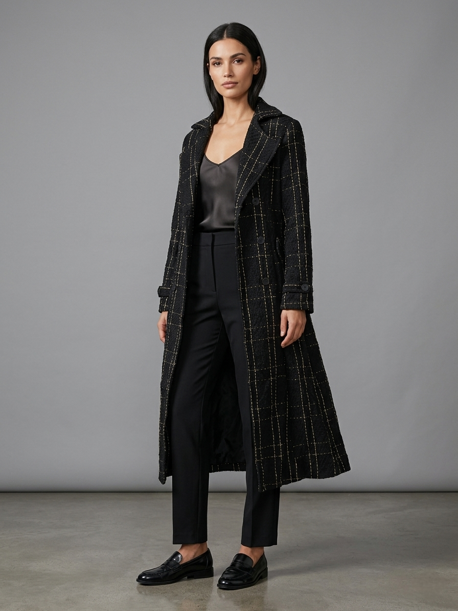 Elegant Textured Longline Winter Coat