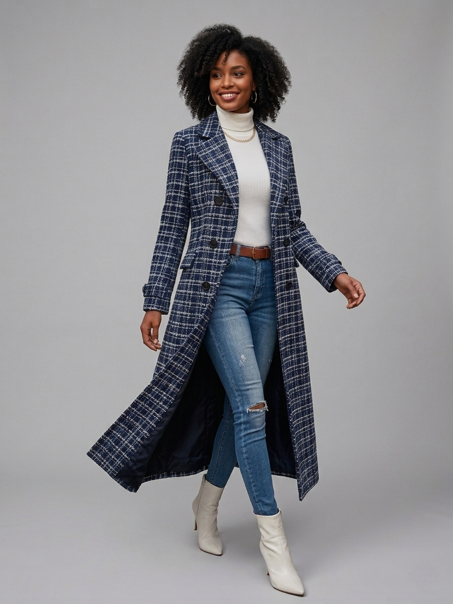 Elegant Textured Longline Winter Coat