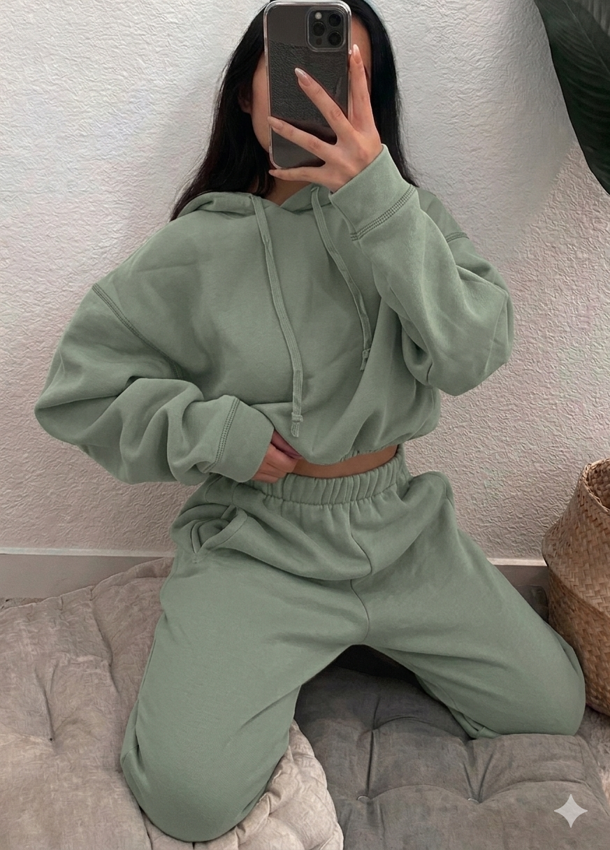 Women’s Oversized Fleece Hoodie Tracksuit Set