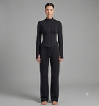 Contour Fit Long Sleeve Top & Flared Pants 2-Piece Set