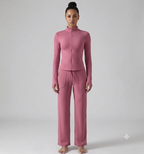 Contour Fit Long Sleeve Top & Flared Pants 2-Piece Set