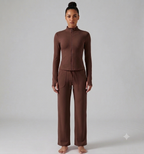 Contour Fit Long Sleeve Top & Flared Pants 2-Piece Set