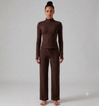 Contour Fit Long Sleeve Top & Flared Pants 2-Piece Set