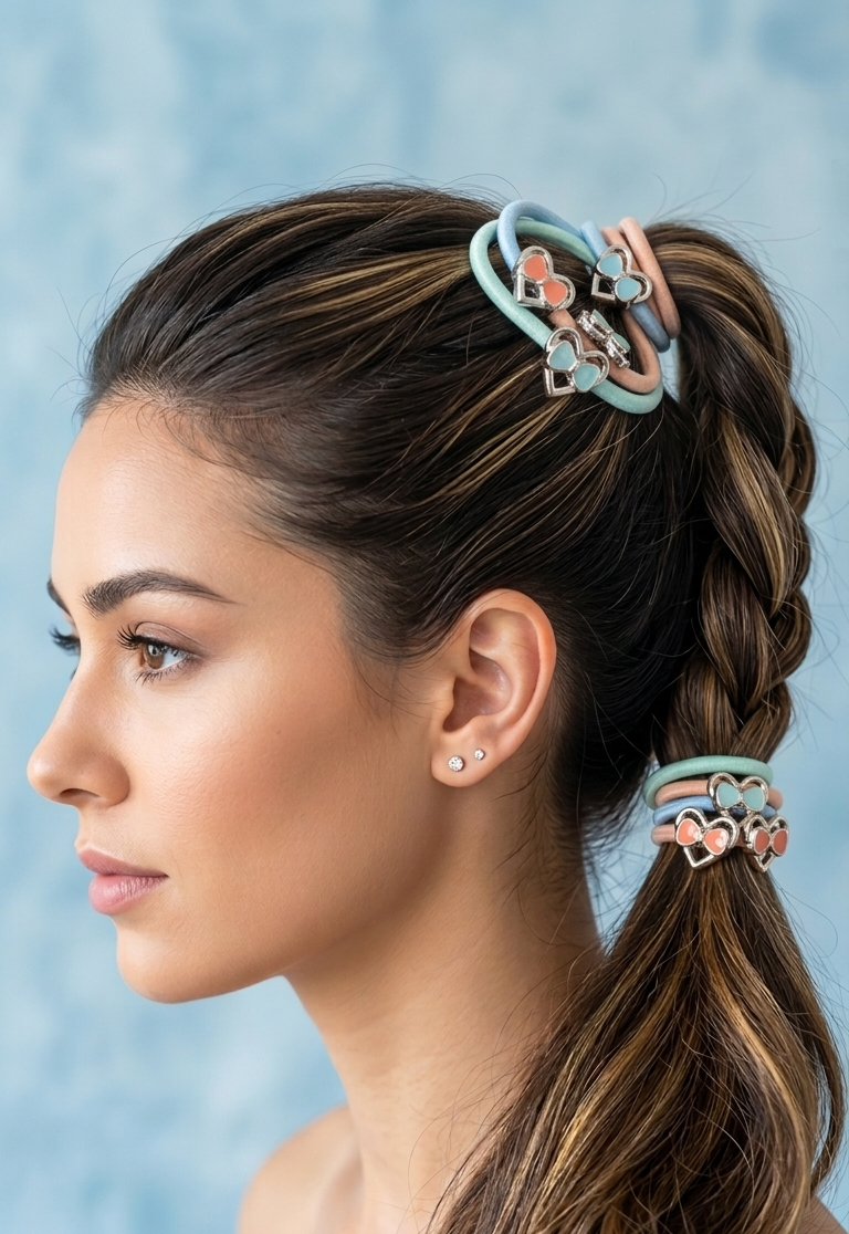Cute Cat Charm Hair Ties Sets - Stretchy Elastic Hair Bands