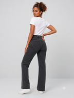 Dark Grey High-Waisted Wide-Leg Jeans DYQ 357