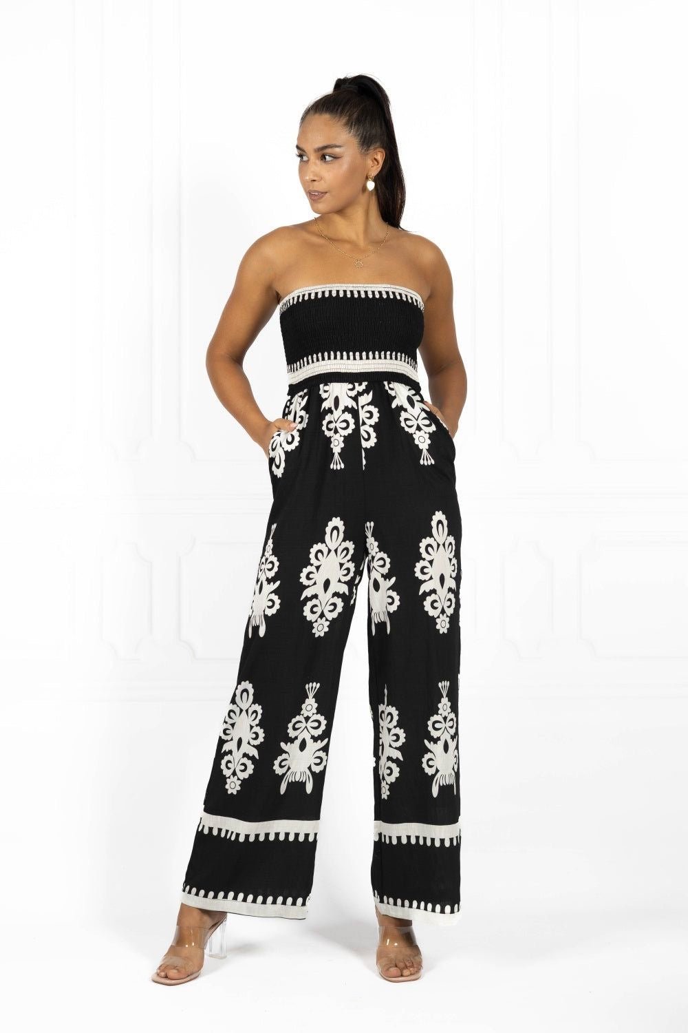 Strapless Embroidered Jumpsuit 