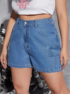 Trendy High-Waisted Denim Shorts with Side Pocket - XD126