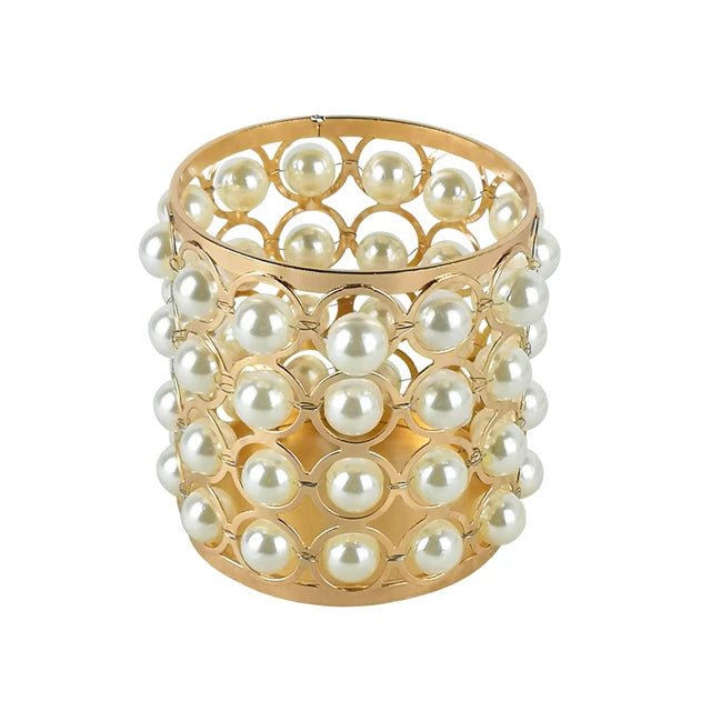 Pearl Beaded Makeup Brush Holder - Elegant Vanity Organizer