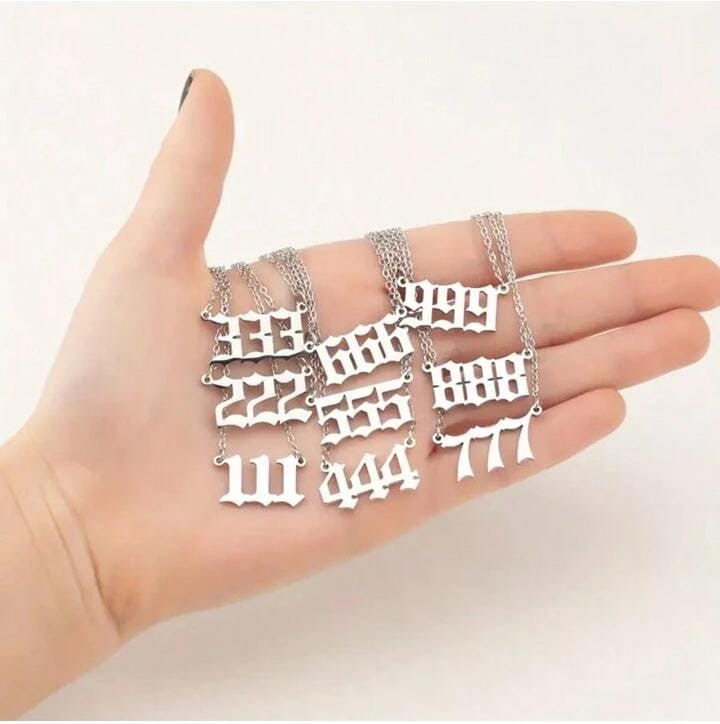 1pc Silver Angel Number Necklace XD21
