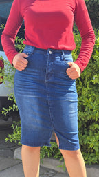 Dark Blue Wash Denim Skirt - DYQ-287