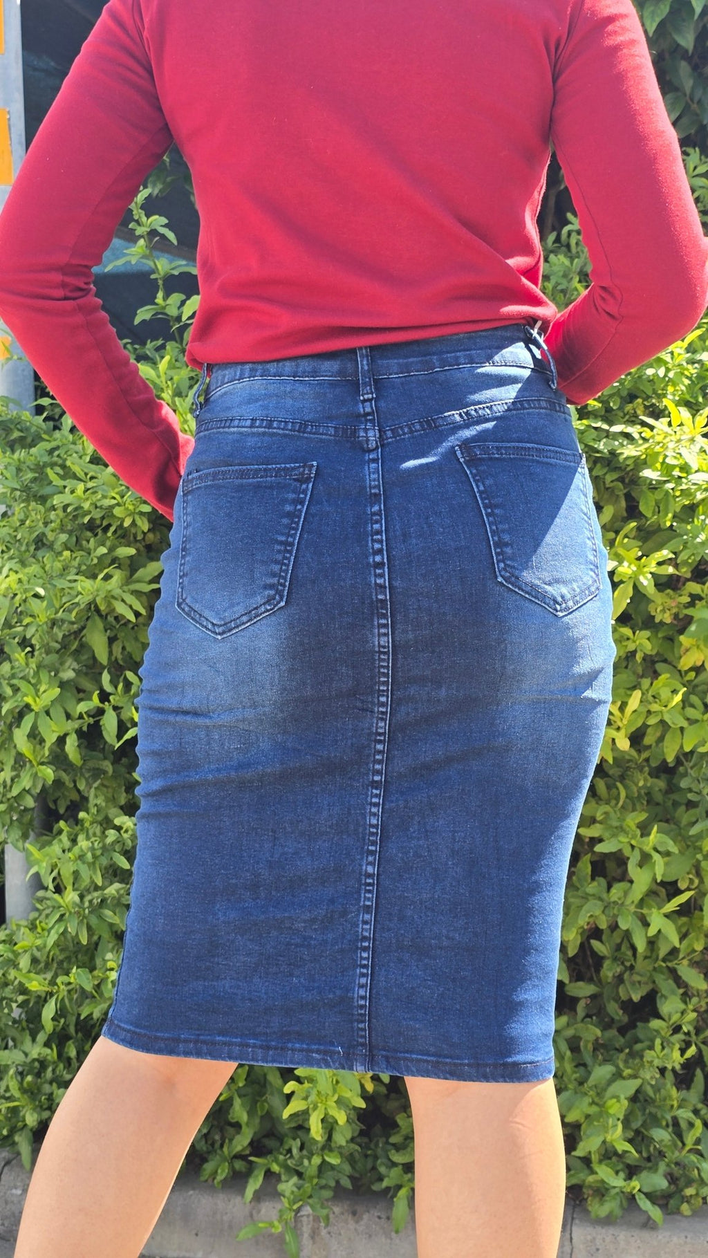 Dark Blue Wash Denim Skirt - DYQ-287