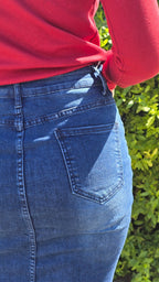 Dark Blue Wash Denim Skirt - DYQ-287