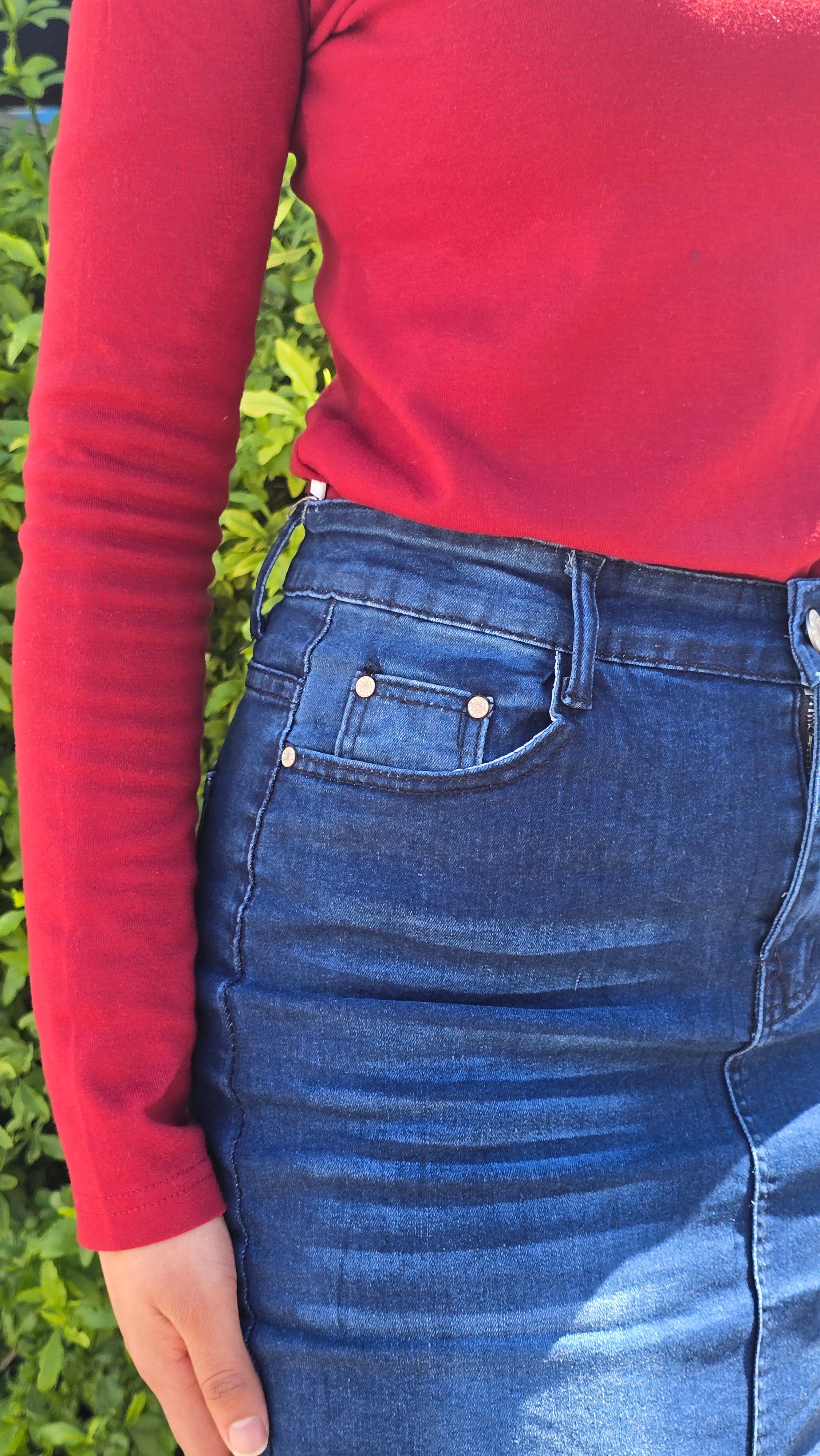 Dark Blue Wash Denim Skirt - DYQ-287