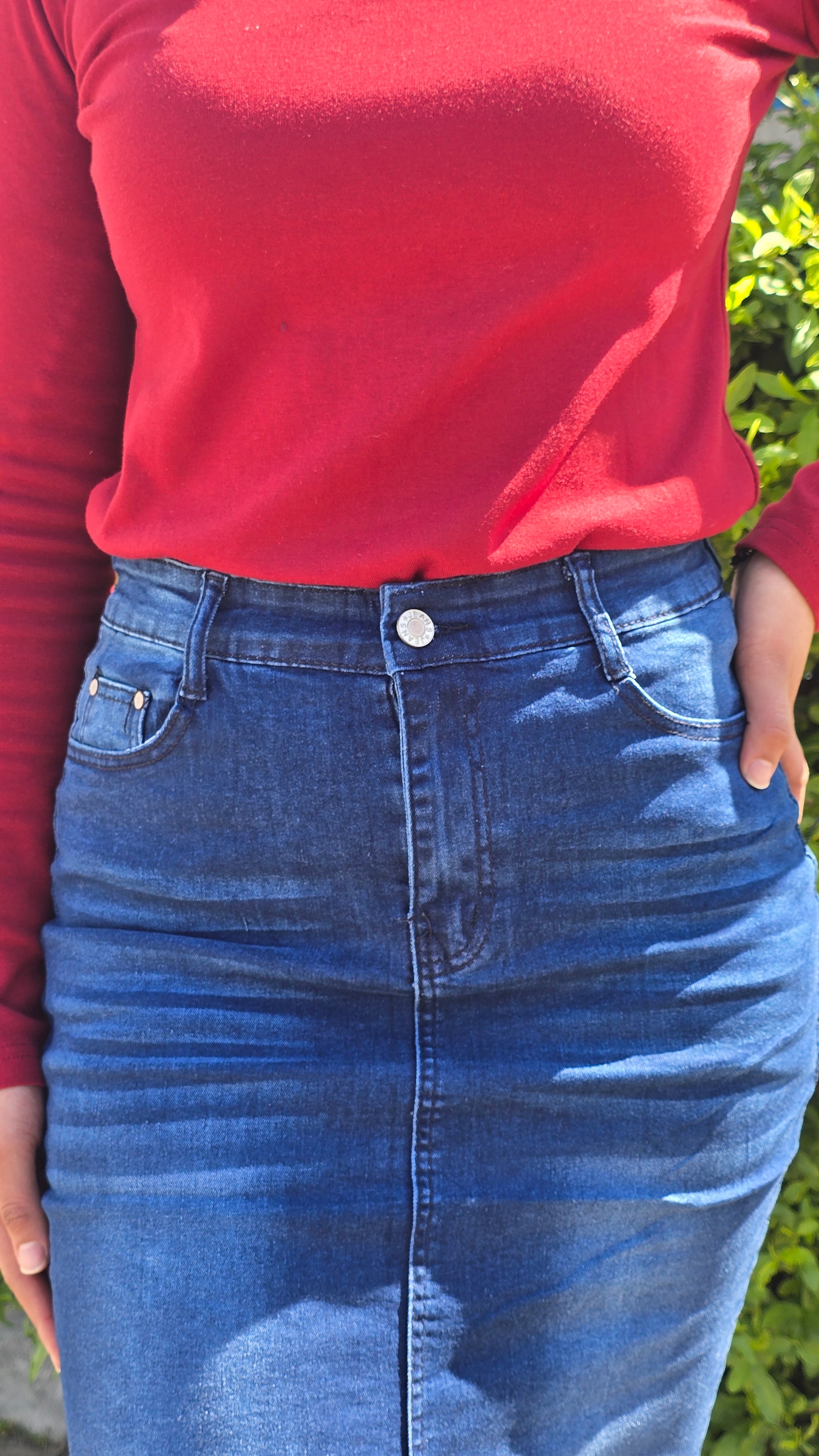 Dark Blue Wash Denim Skirt - DYQ-287