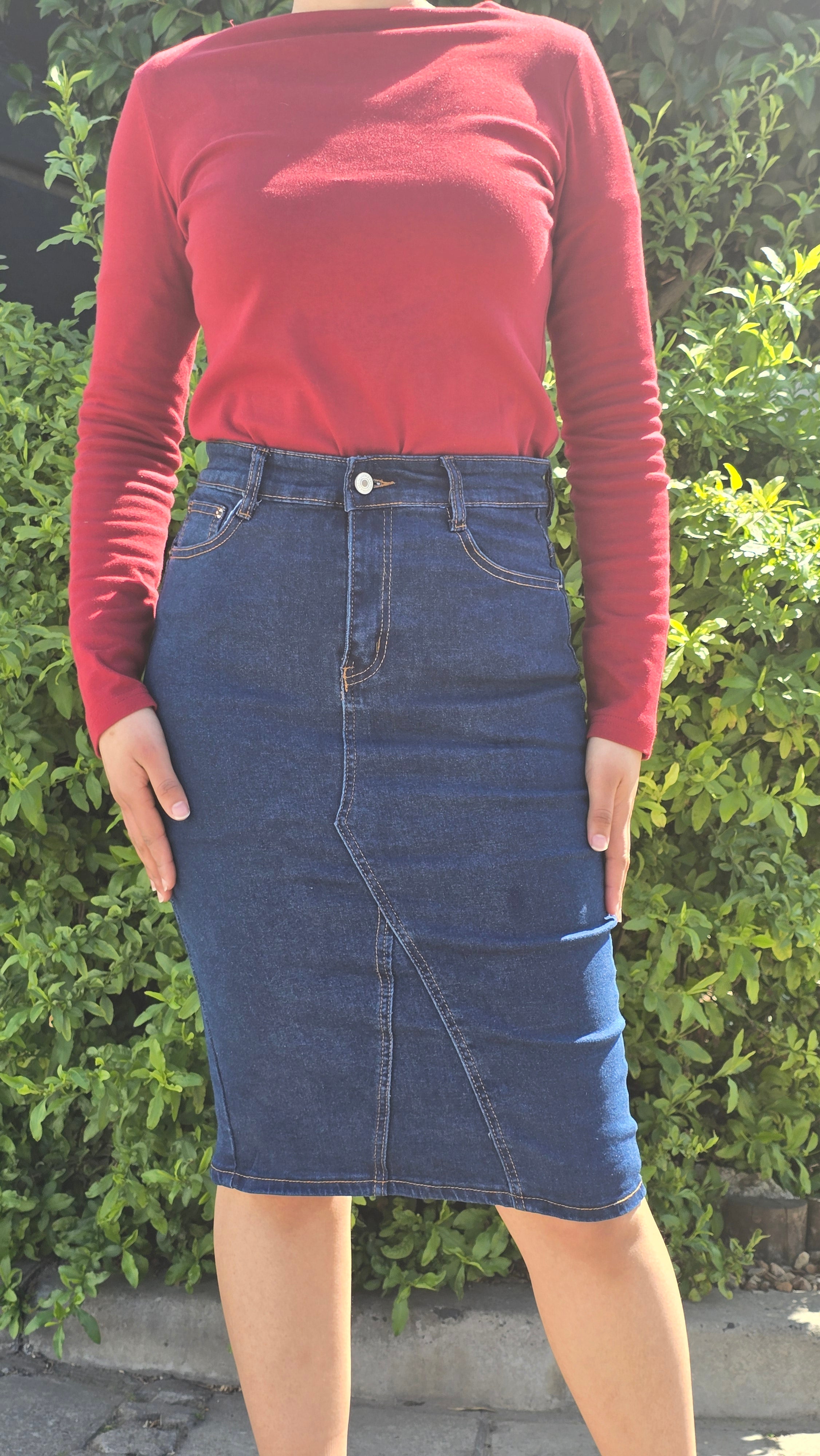 Dark Indigo High-Waist Denim Skirt DYQ-379