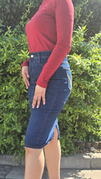 Dark Indigo High-Waist Denim Skirt DYQ-379