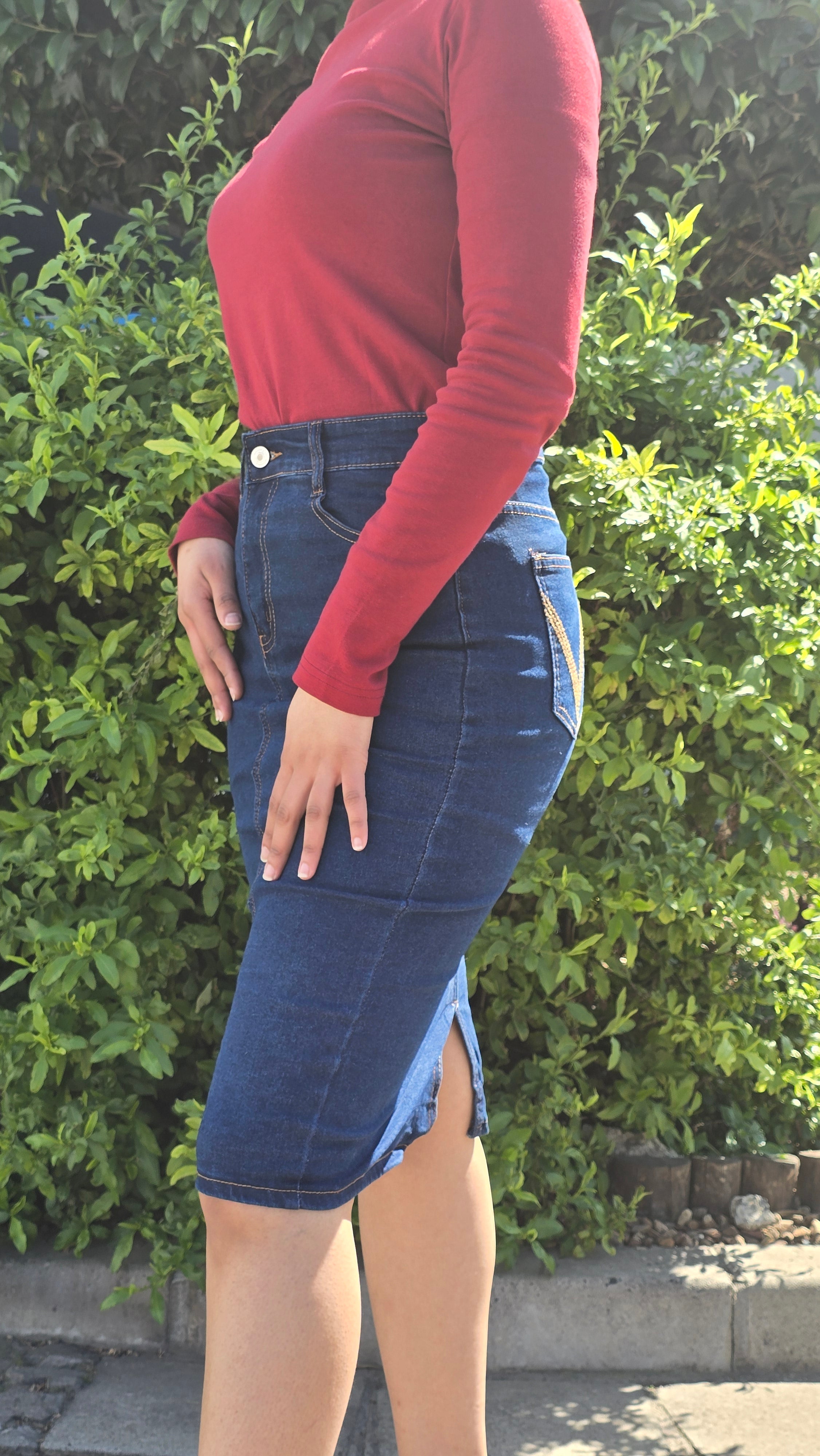Dark Indigo High-Waist Denim Skirt DYQ-379