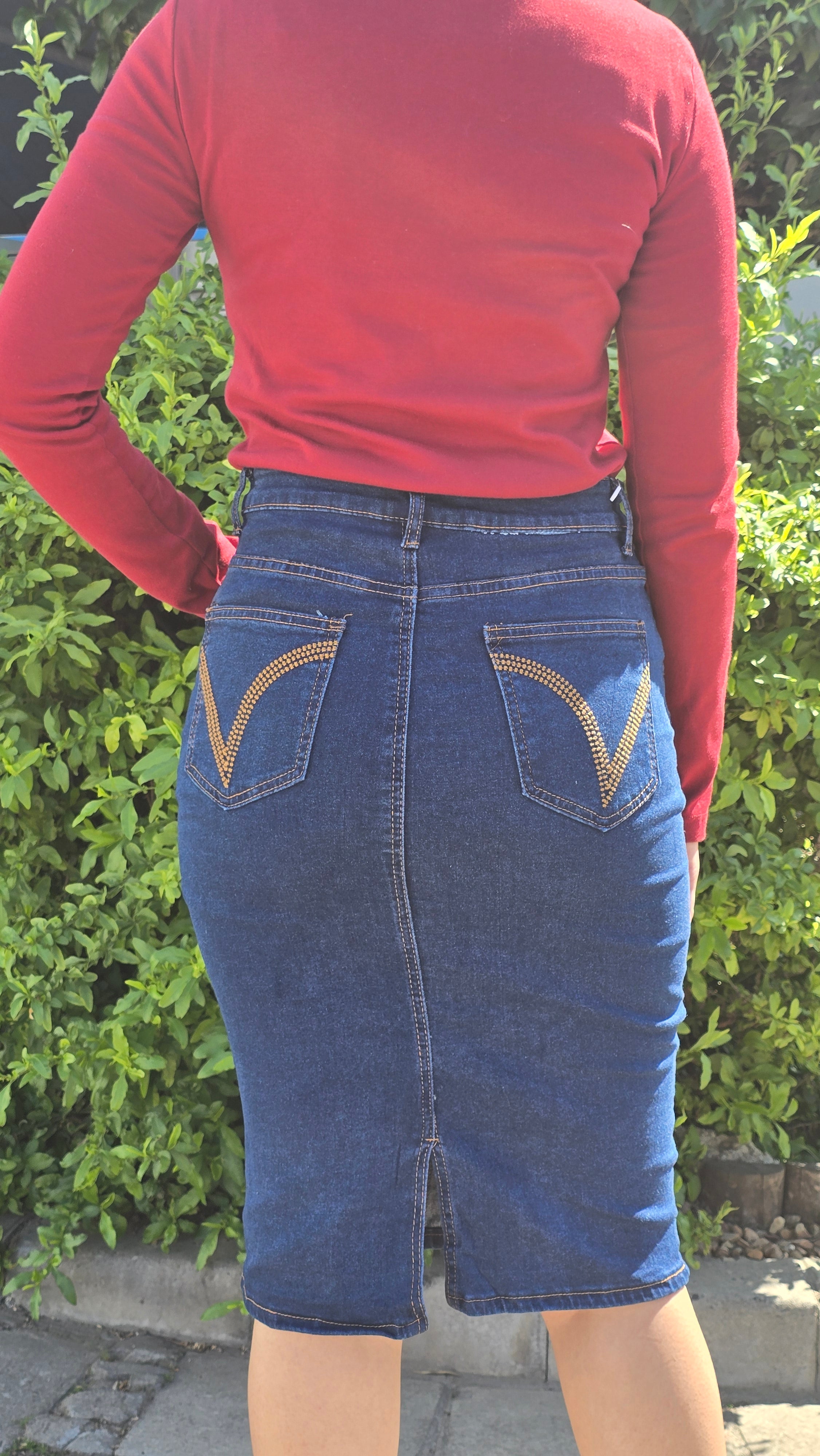 Dark Indigo High-Waist Denim Skirt DYQ-379