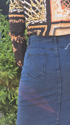 Blue High-Waist Denim Mermaid Skirt - DYQ-348