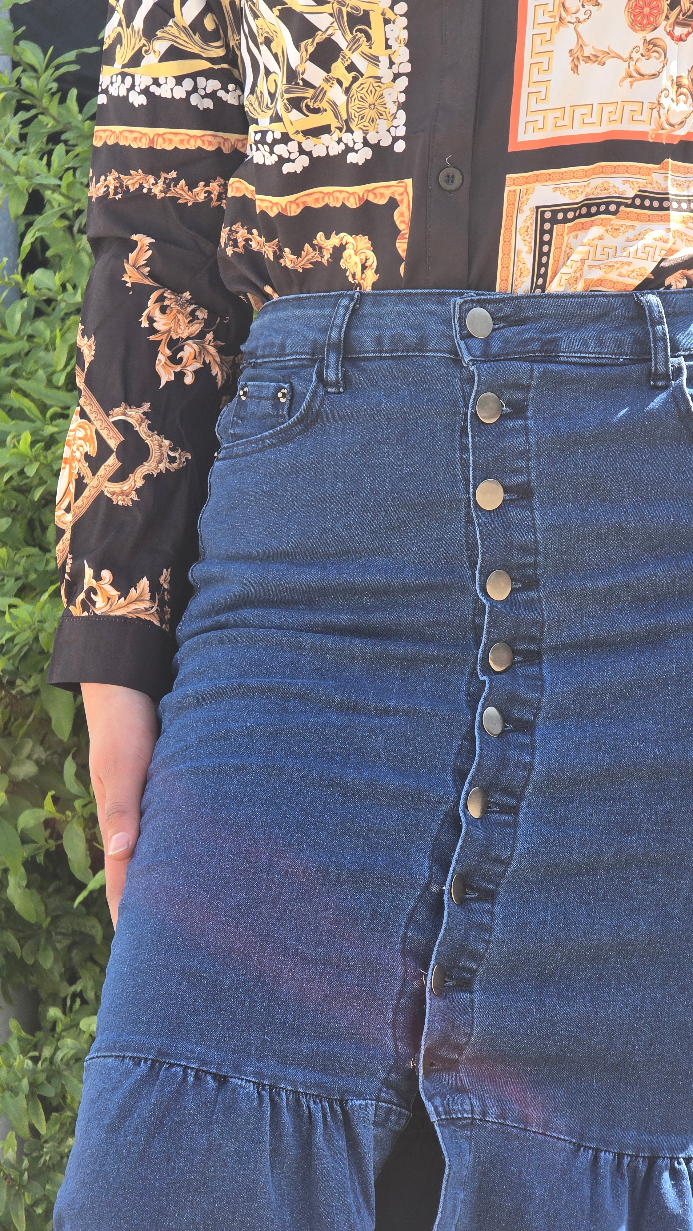 Blue High-Waist Denim Mermaid Skirt - DYQ-348