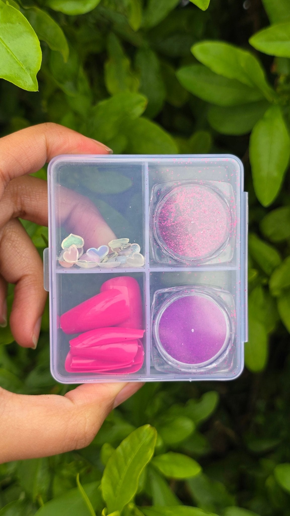 Glitter Nail Art 4pc Design Kit with Nails & 3D Decorations