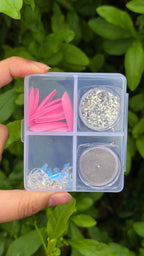 Glitter Nail Art 4pc Design Kit with Nails & 3D Decorations