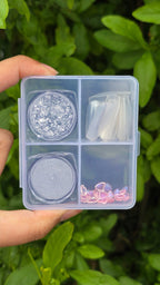 Glitter Nail Art 4pc Design Kit with Nails & 3D Decorations