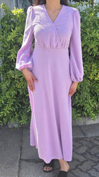 Puff Sleeve V Neck Maxi Dress Without Belt