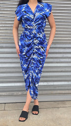 Tiger striped ruched dress