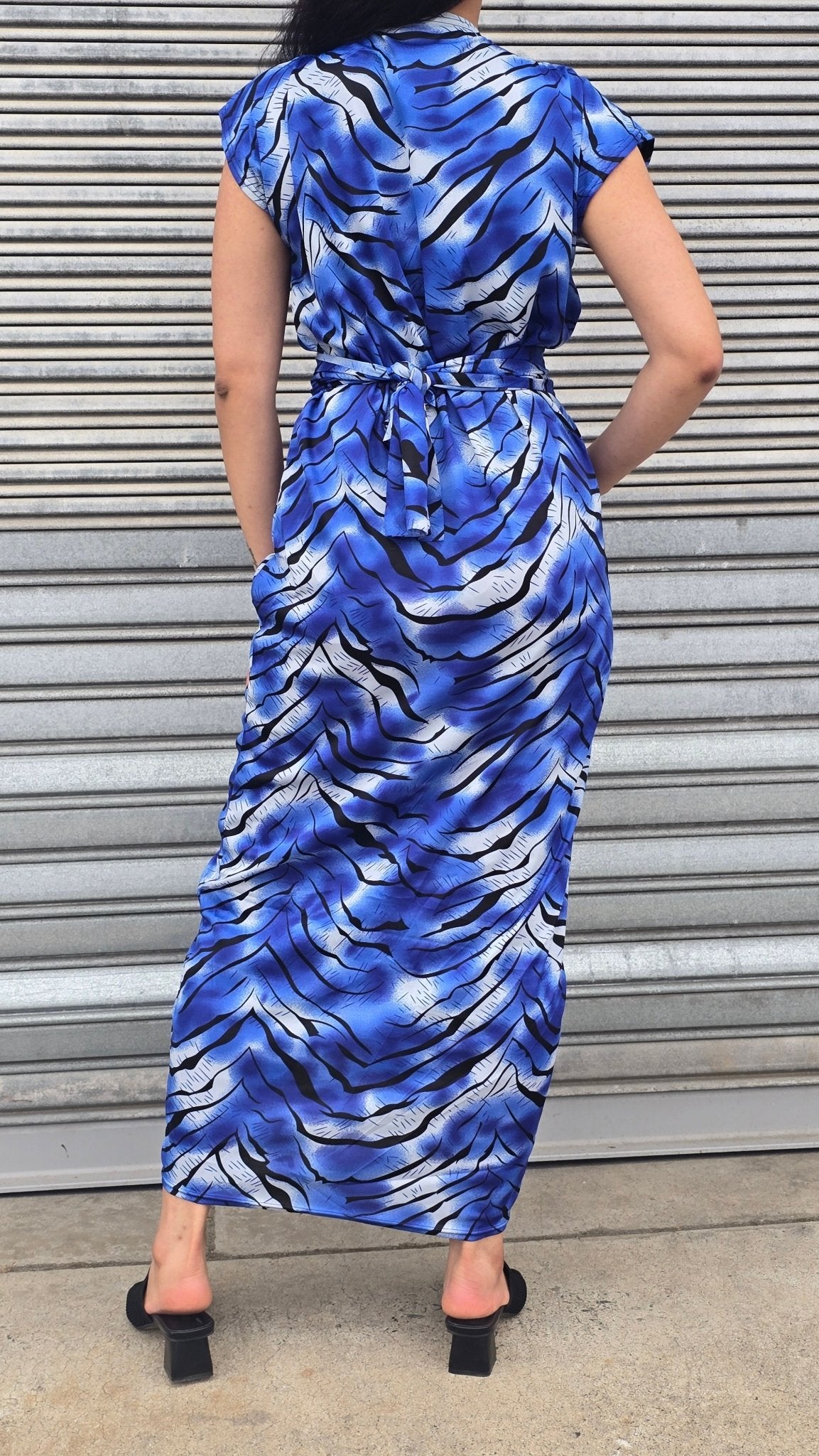 Tiger striped ruched dress