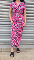 Tiger striped ruched dress