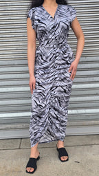 Tiger striped ruched dress